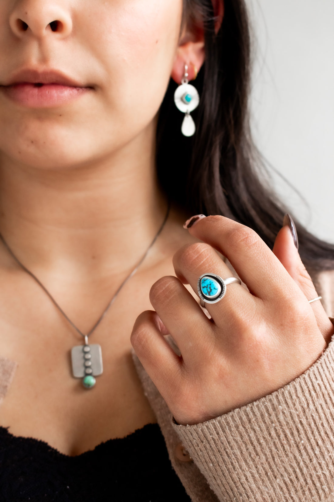 Size 8.25 | Kingman Turquoise Stamped Ring