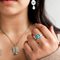 Size 8.25 | Kingman Turquoise Stamped Ring