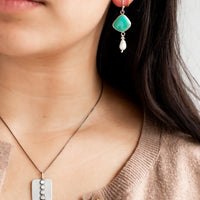 Chilean Turquoise & Pearl Earrings no.1