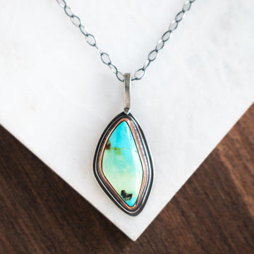 Chinese Turquoise Light Blue/Green Copper Necklace