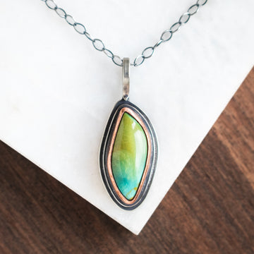 Chinese Turquoise Olive Copper Necklace