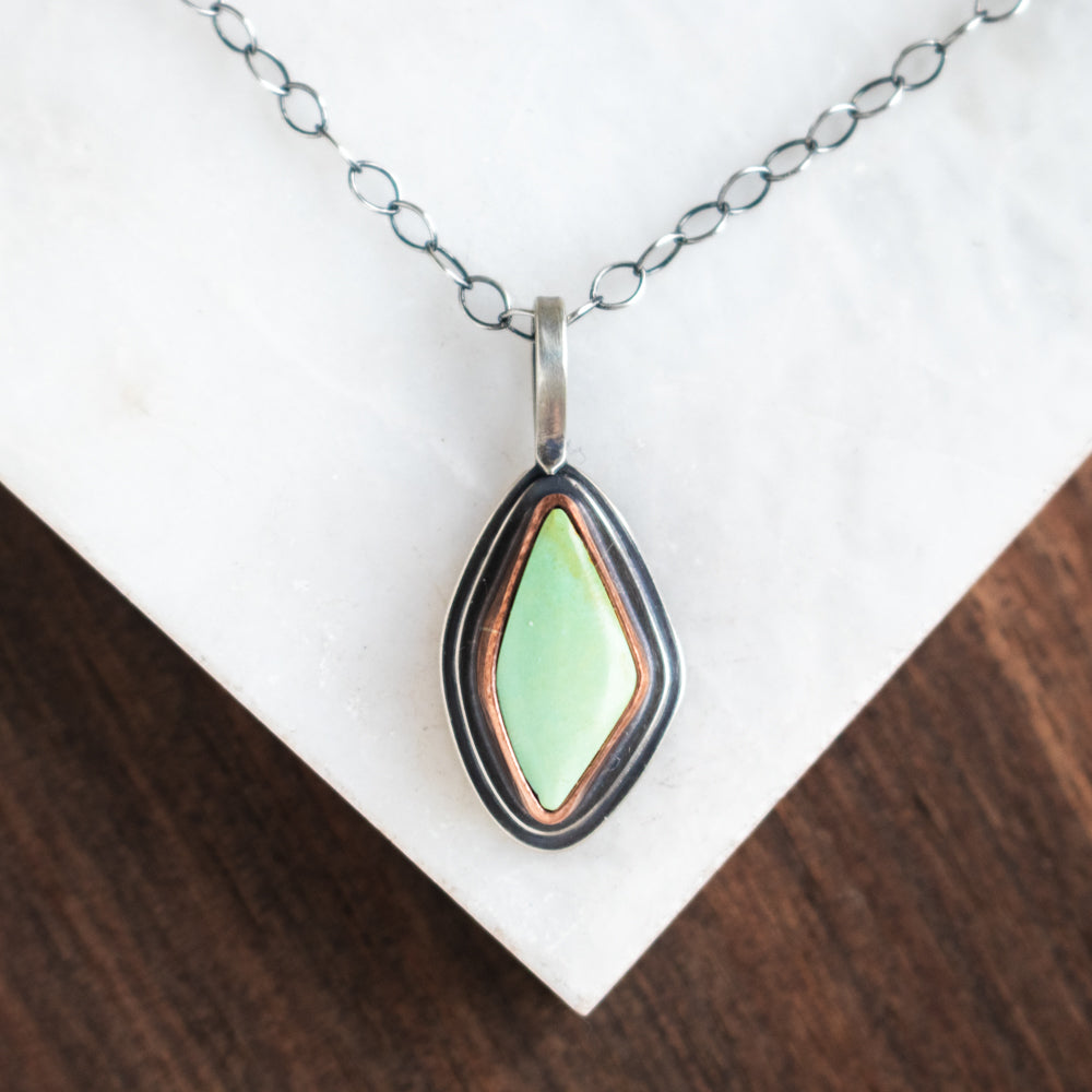 Small Green Chinese Turquoise Copper Necklace