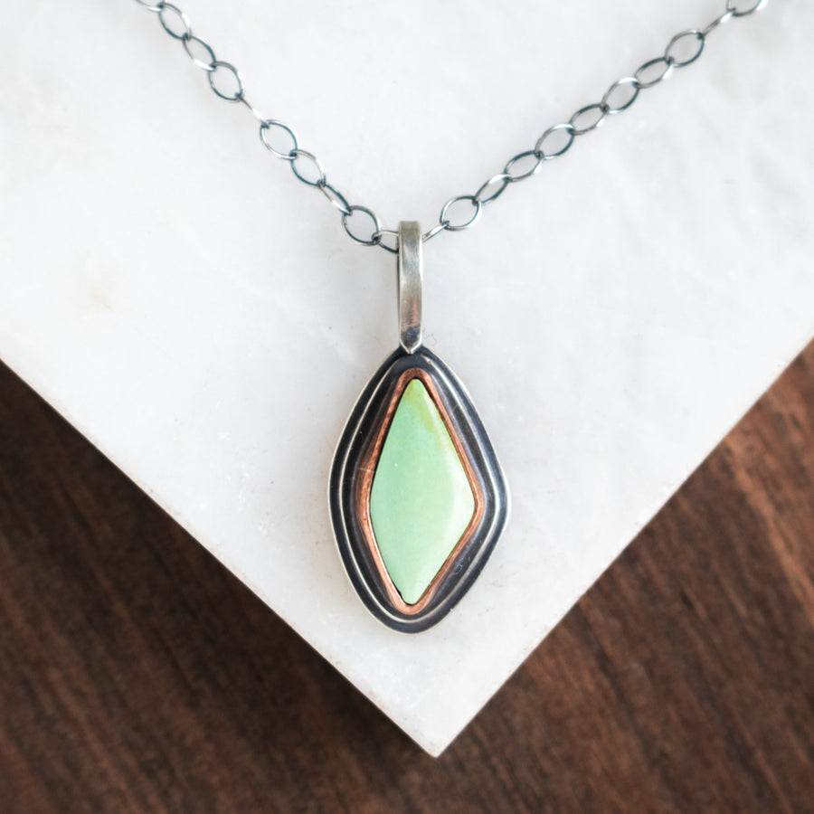 Small Green Chinese Turquoise Copper Necklace