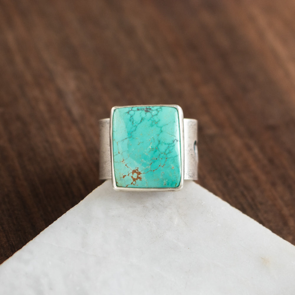 Size 7.75 | Chinese Turquoise Rectangle Ring