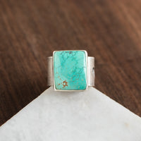 Size 7.75 | Chinese Turquoise Rectangle Ring