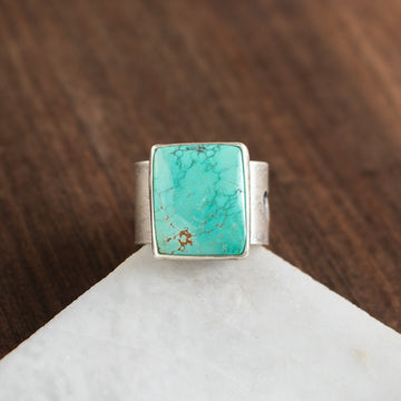 Size 7.75 | Chinese Turquoise Rectangle Ring