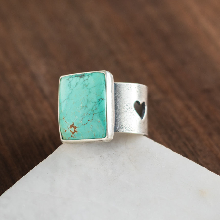 Size 7.75 | Chinese Turquoise Rectangle Ring