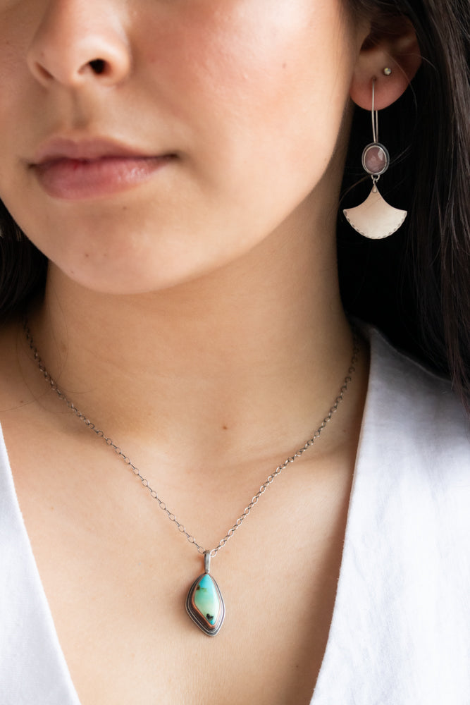 Chinese Turquoise Light Blue/Green Copper Necklace