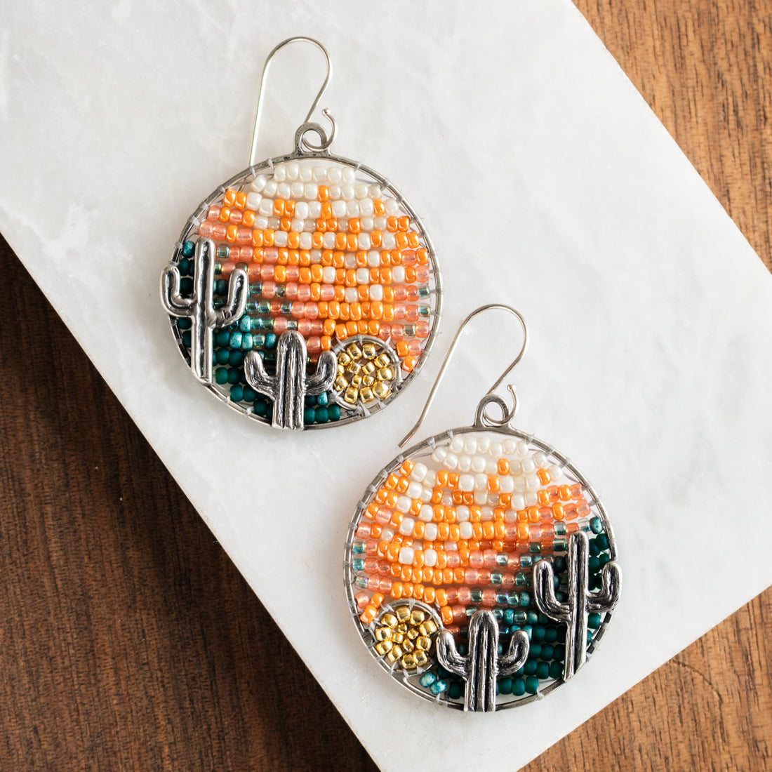 Sonoran Sunset Beaded Round Earrings