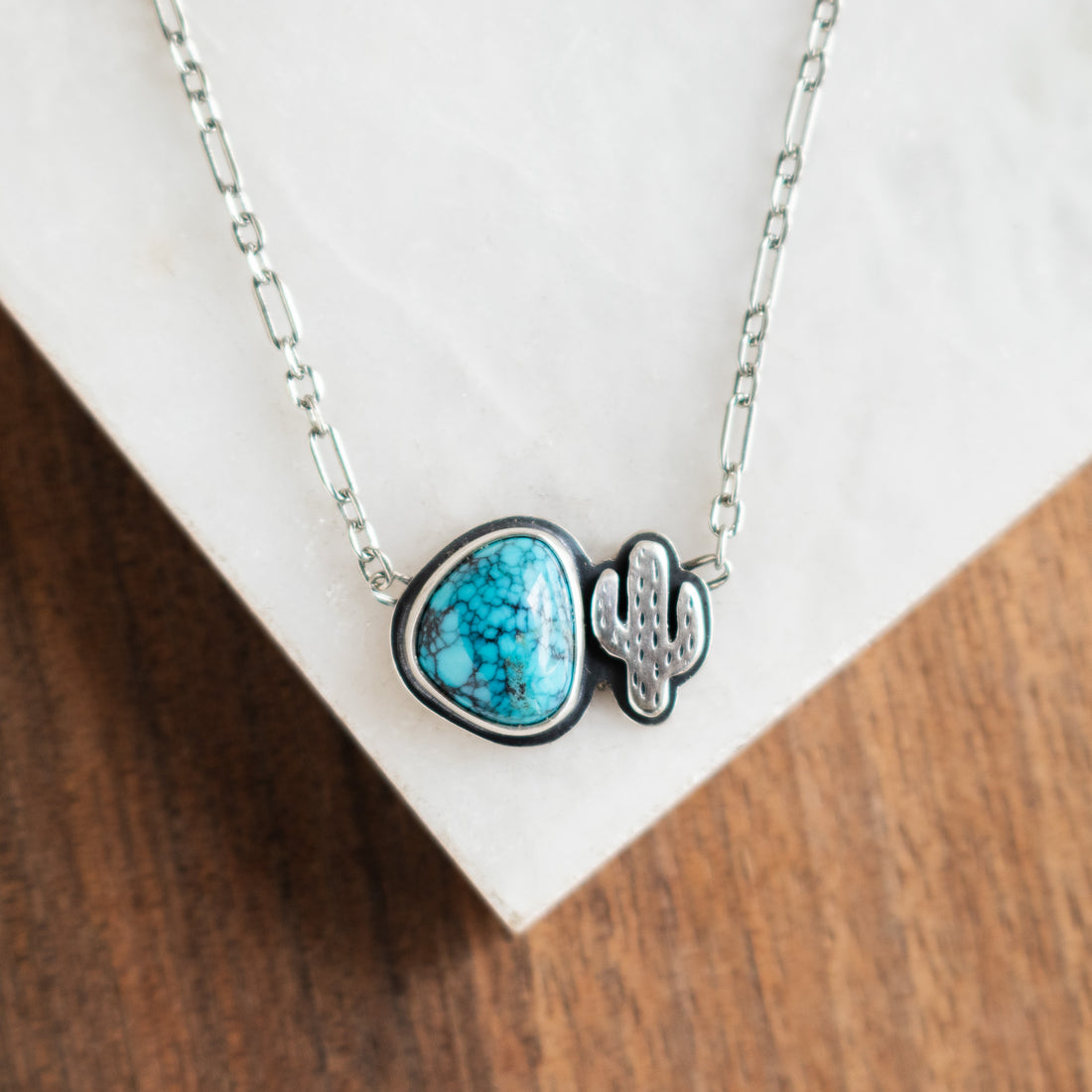 Hubei Turquoise with Cactus Necklace