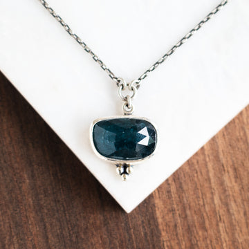 Kyanite Dark Blue Oval Horizontal Necklace