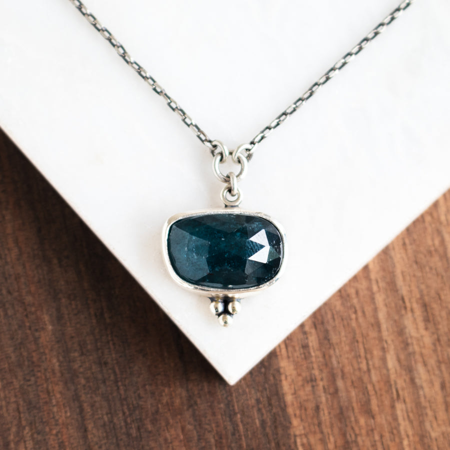 Kyanite Dark Blue Oval Horizontal Necklace