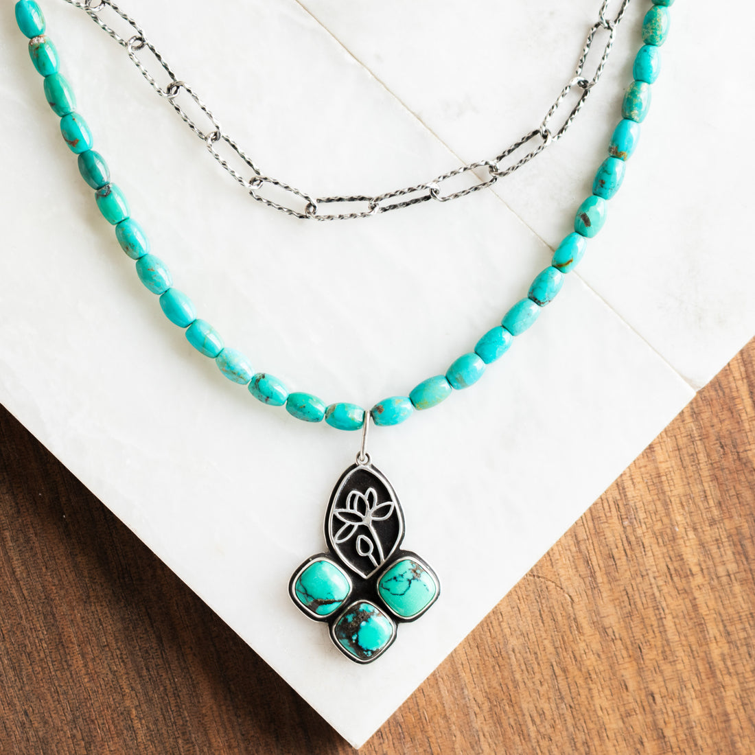 Hubei & Elisa Turquoise Lotus Necklace no.2