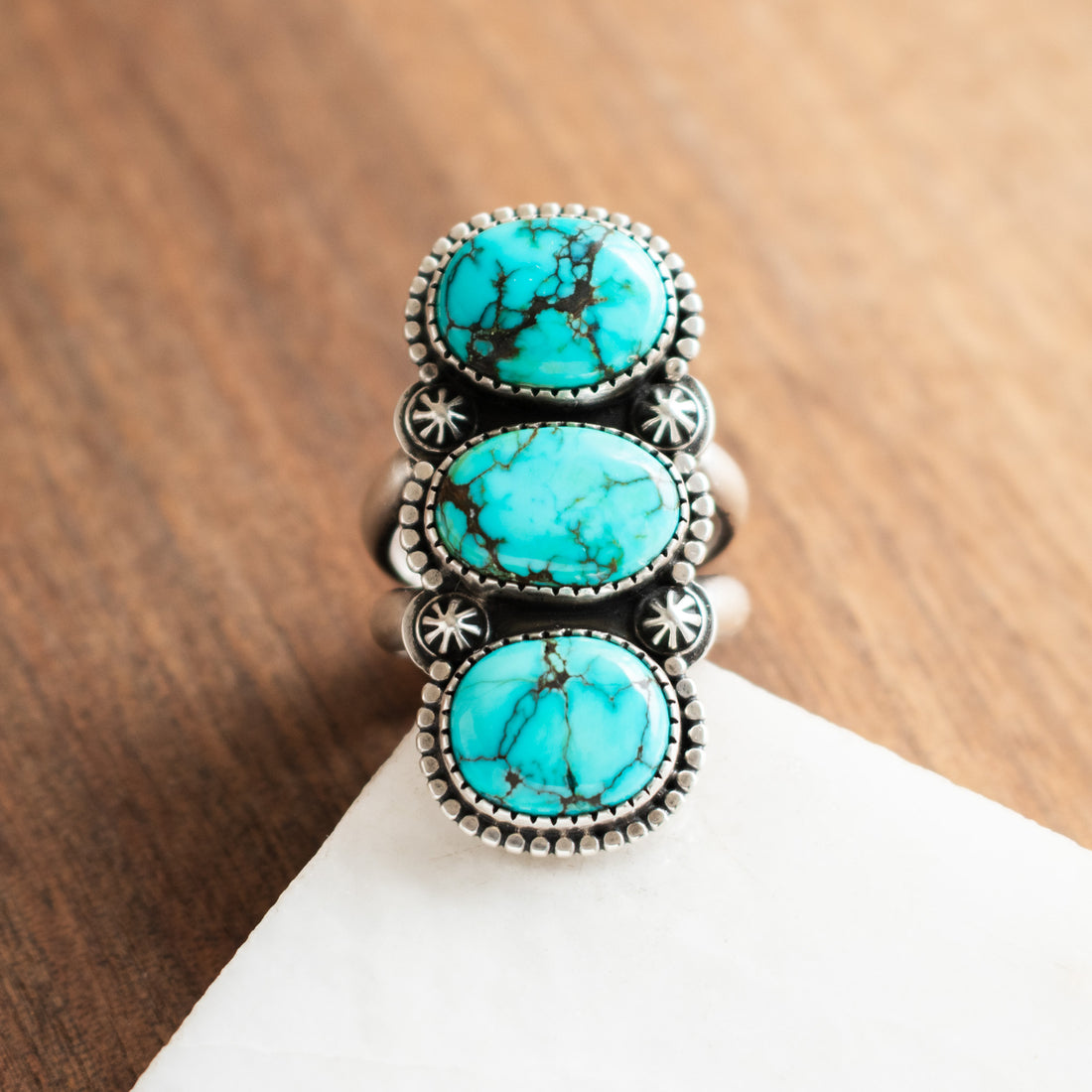 Size 6.25 | Blue Moon Turquoise 3 Stone Ring