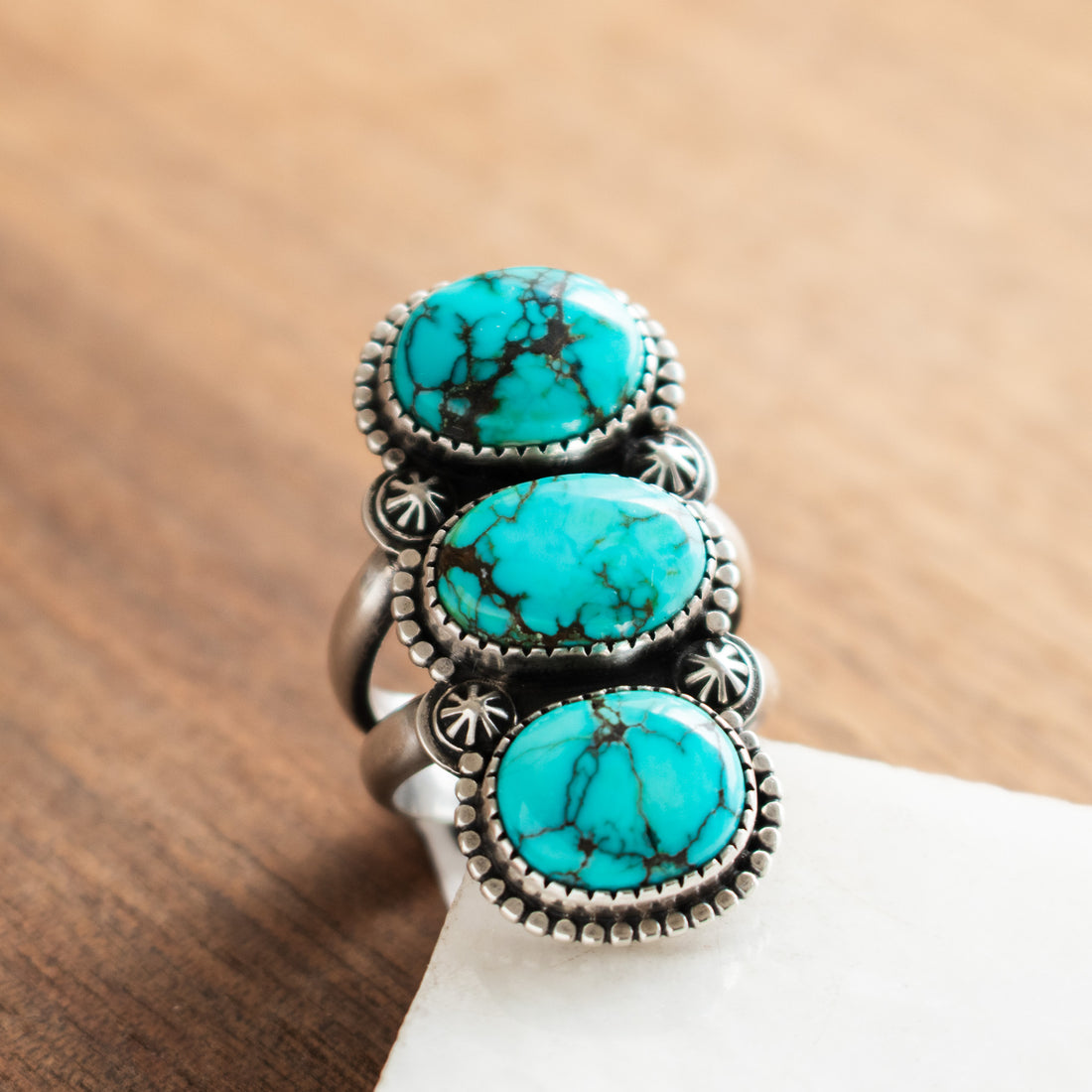 Size 6.25 | Blue Moon Turquoise 3 Stone Ring