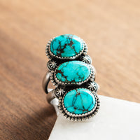 Size 6.25 | Blue Moon Turquoise 3 Stone Ring