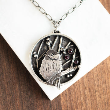 Chickadee Hand Carved Necklace