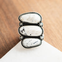 Size 9 | White Buffalo 3 Stone Ring