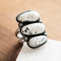 Size 9 | White Buffalo 3 Stone Ring