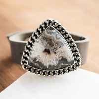 Crazy Lace Agate Adjustable Leather Cuff