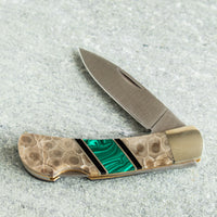 3" Petoskey Malachite Lockback Knife