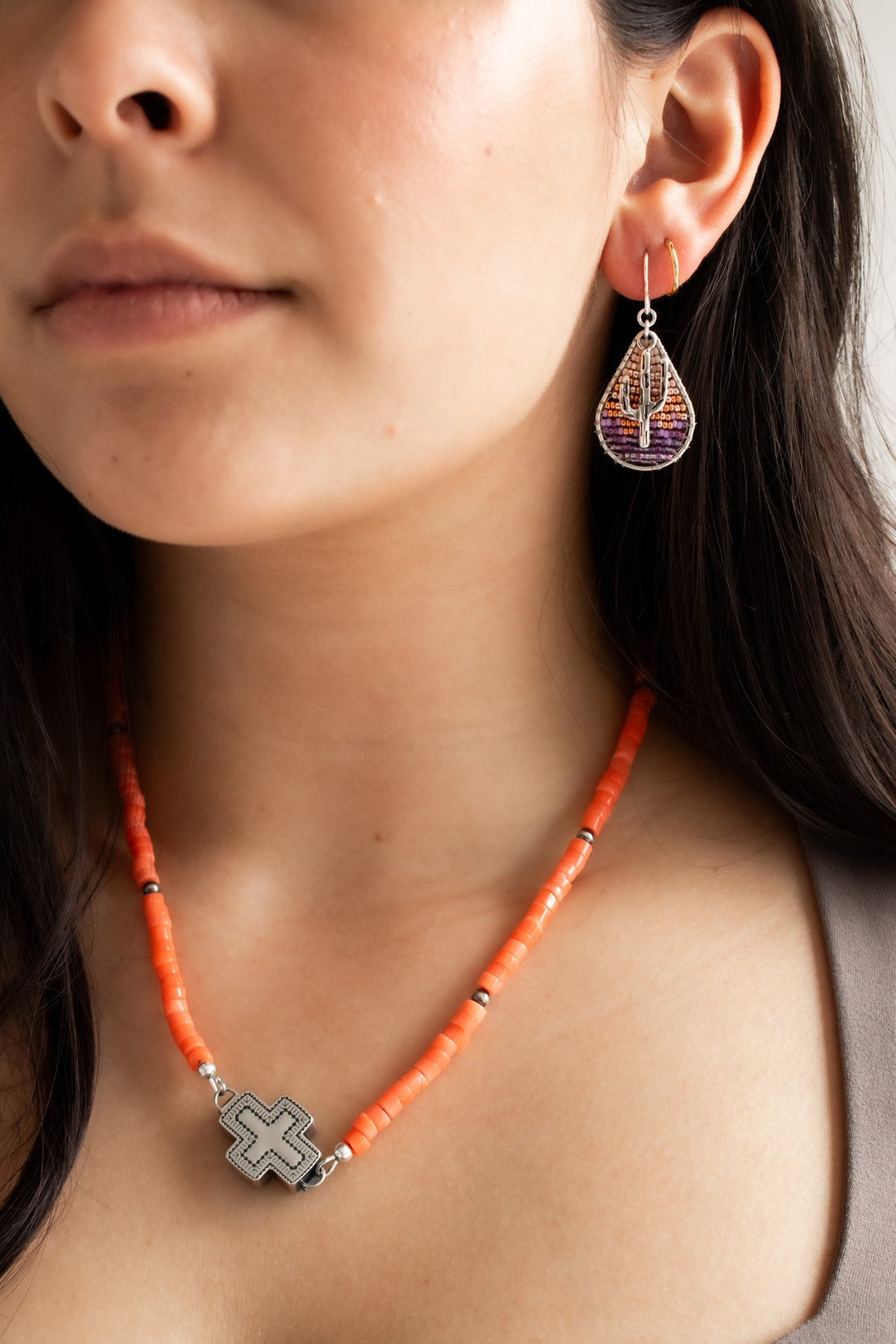 Sonoran Sunset Beaded Teardrop Earrings