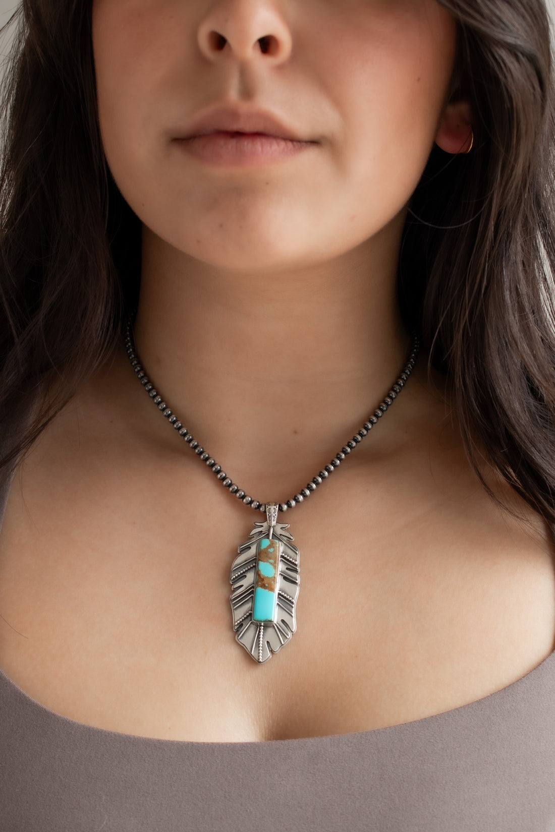 Kingman Turquoise Feather Necklace no.2