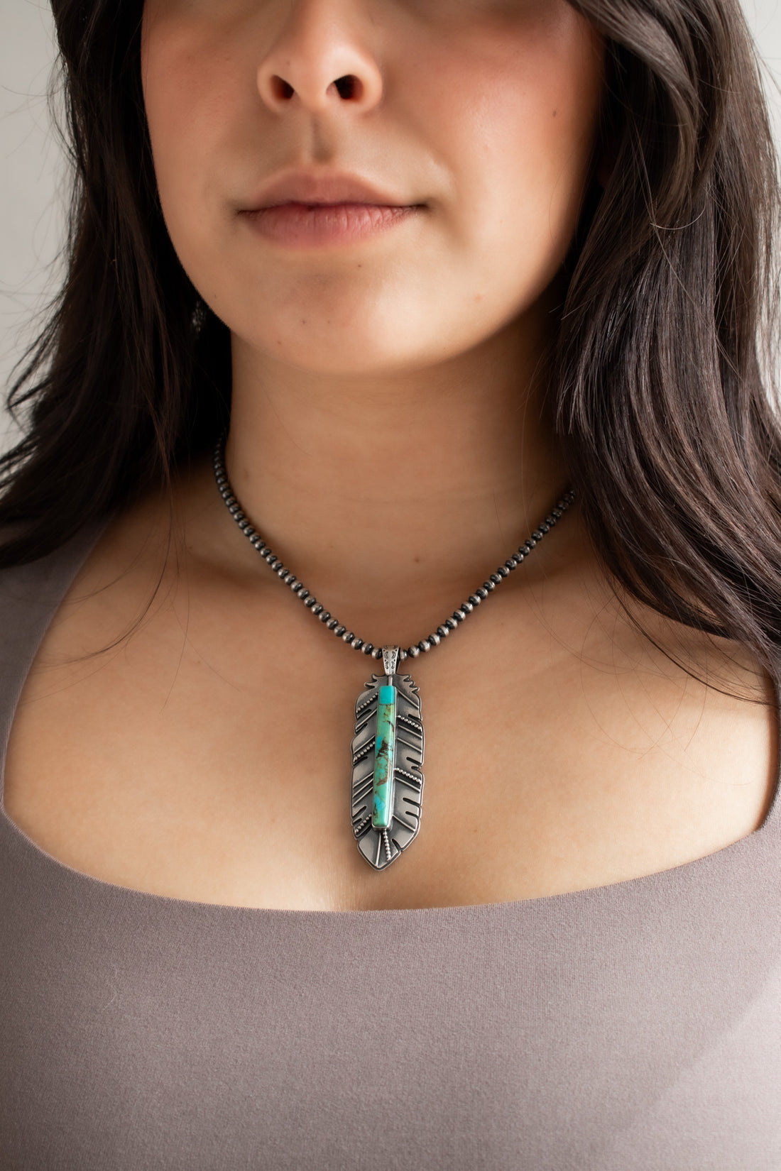 Kingman Turquoise Feather Necklace no.1