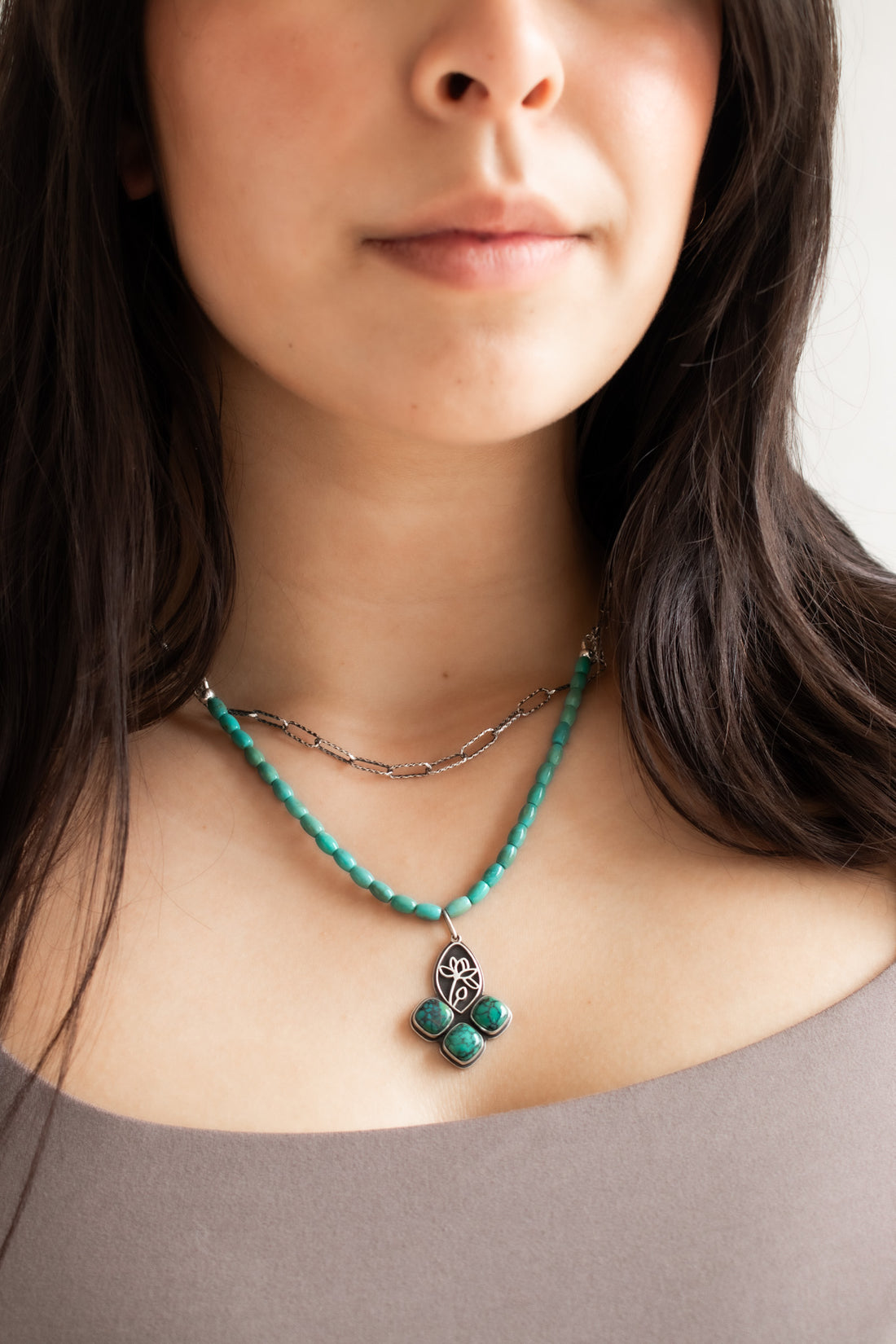 Hubei & Elisa Turquoise Lotus Necklace no.3