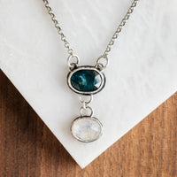 Kyanite and Rainbow Moonstone 20" Necklace