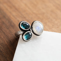 Size 8 | Double Kyanite Moonstone Ring no.1