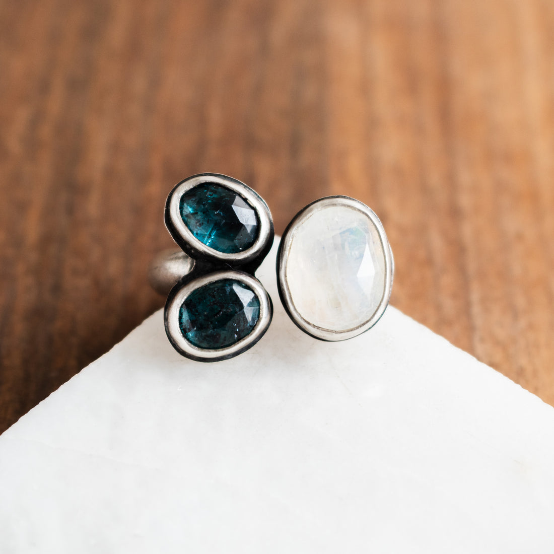 Size 8.5 | Double Kyanite Moonstone Ring