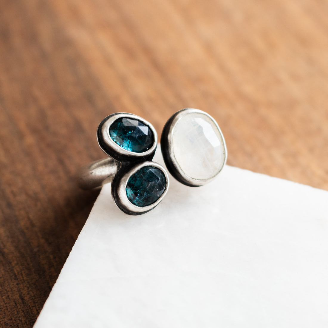 Size 8.5 | Double Kyanite Moonstone Ring