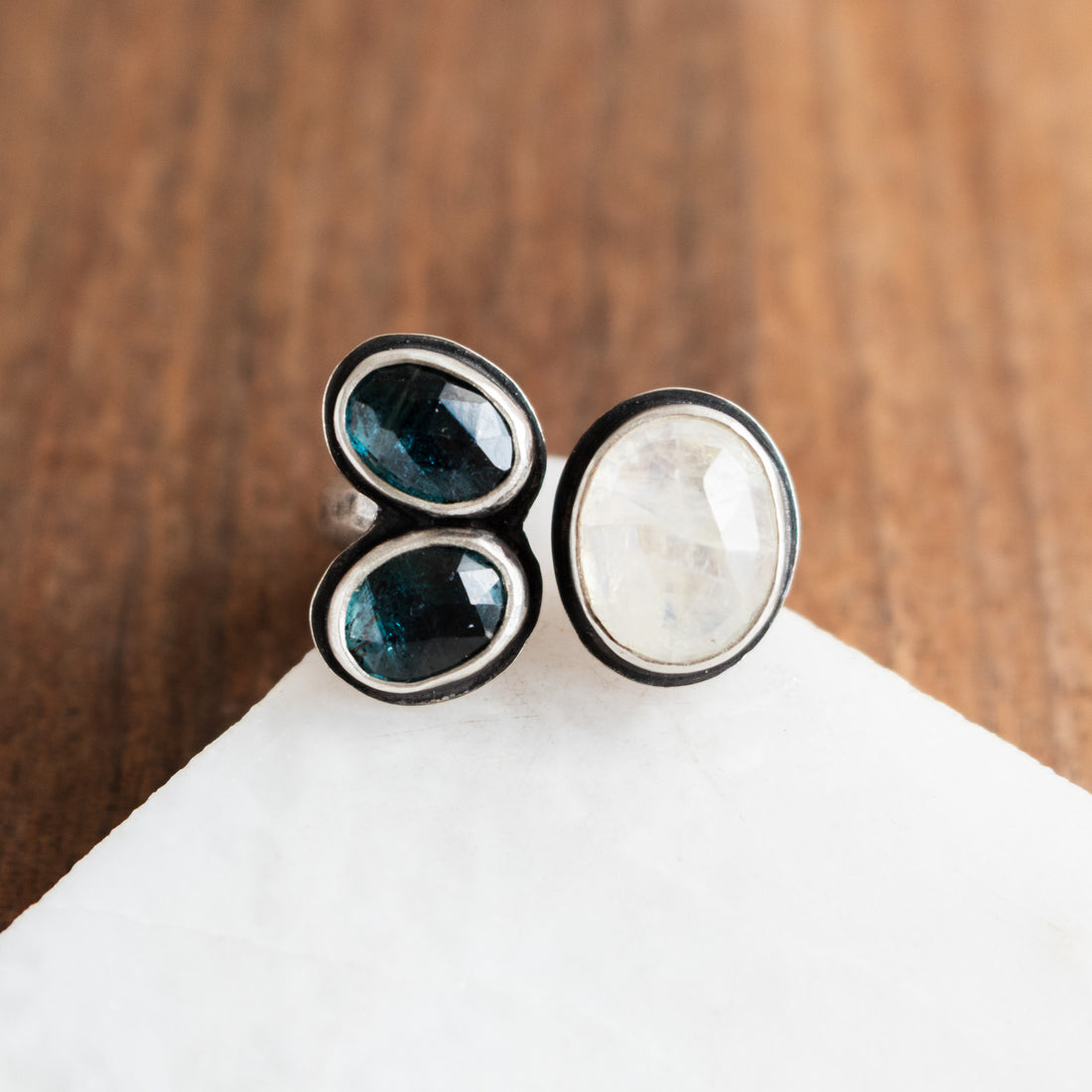 Size 8 | Double Kyanite Moonstone Ring no.2