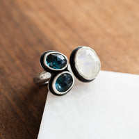 Size 8 | Double Kyanite Moonstone Ring no.2