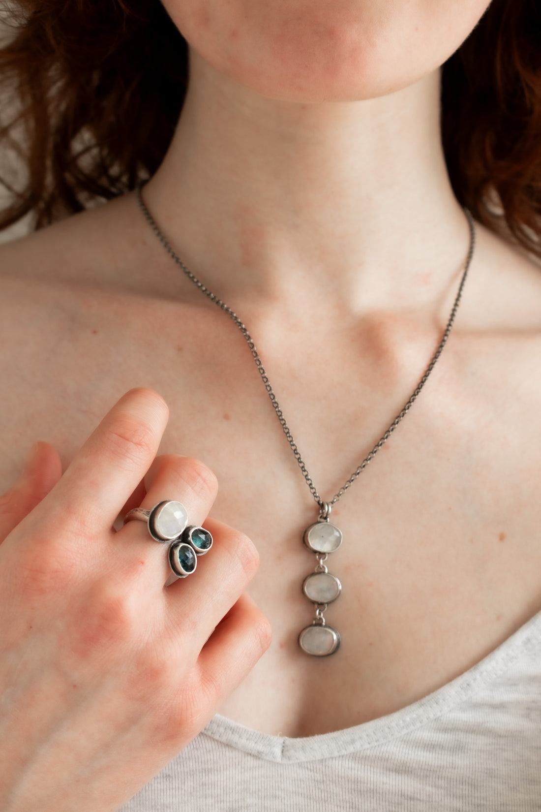 Triple Moonstone Necklace no.1