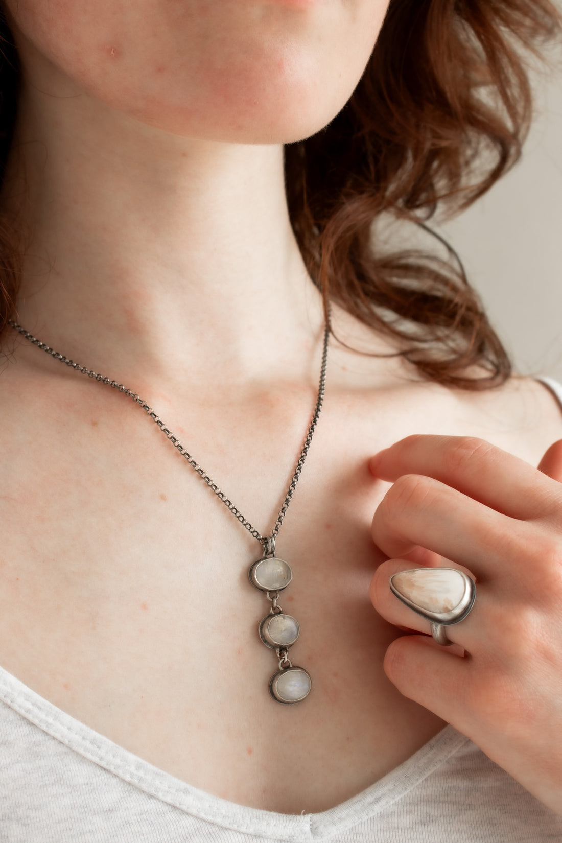 Size 6.5 | Teardrop Scolecite Ring