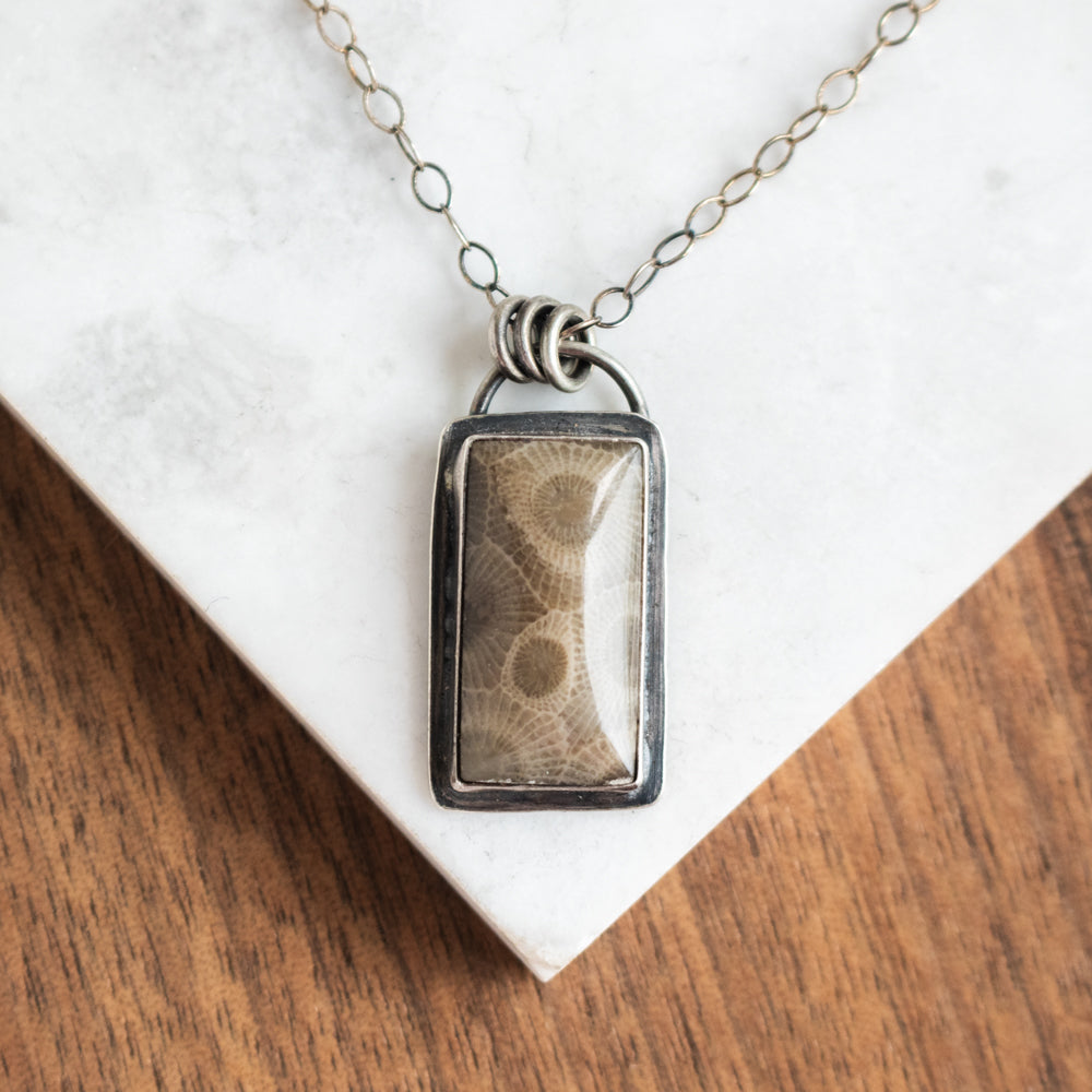 Petoskey Stone Rectangle Necklace