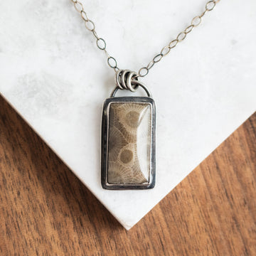 Petoskey Stone Rectangle Necklace