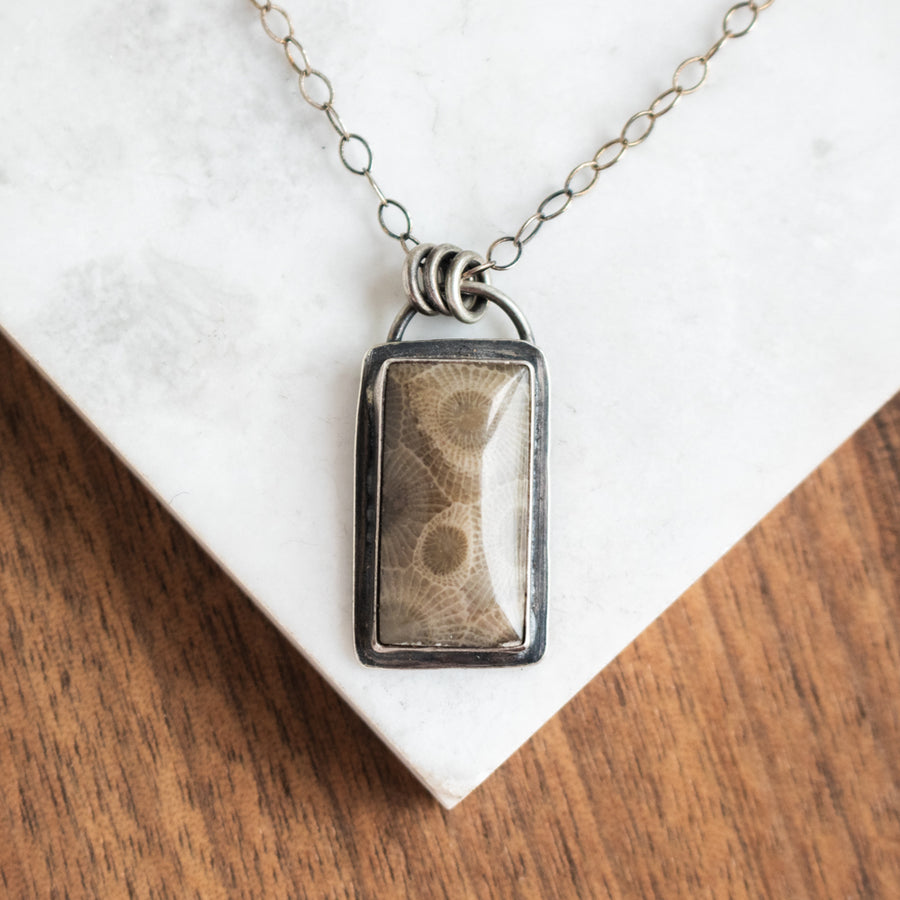 Petoskey Stone Rectangle Necklace