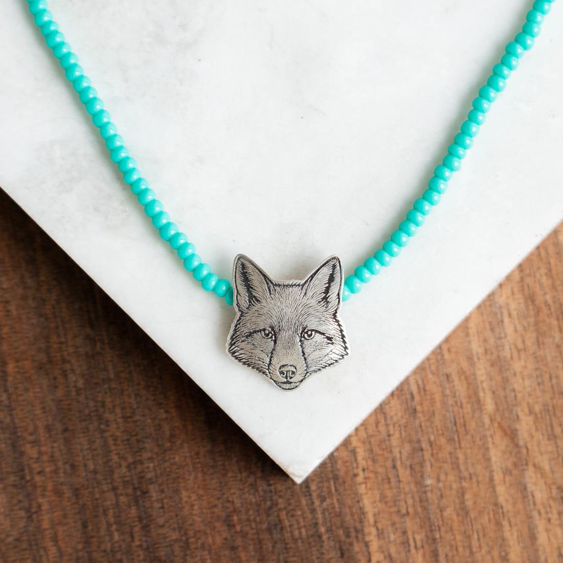 Fox Turquoise Seed Bead Necklace