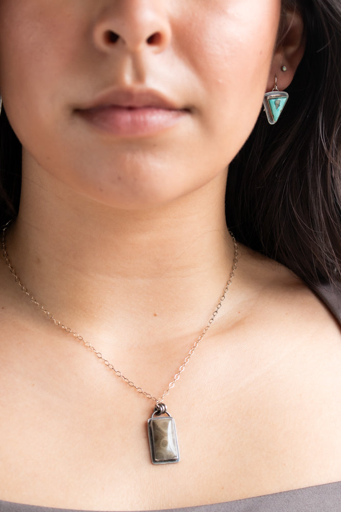 Petoskey Stone Rectangle Necklace