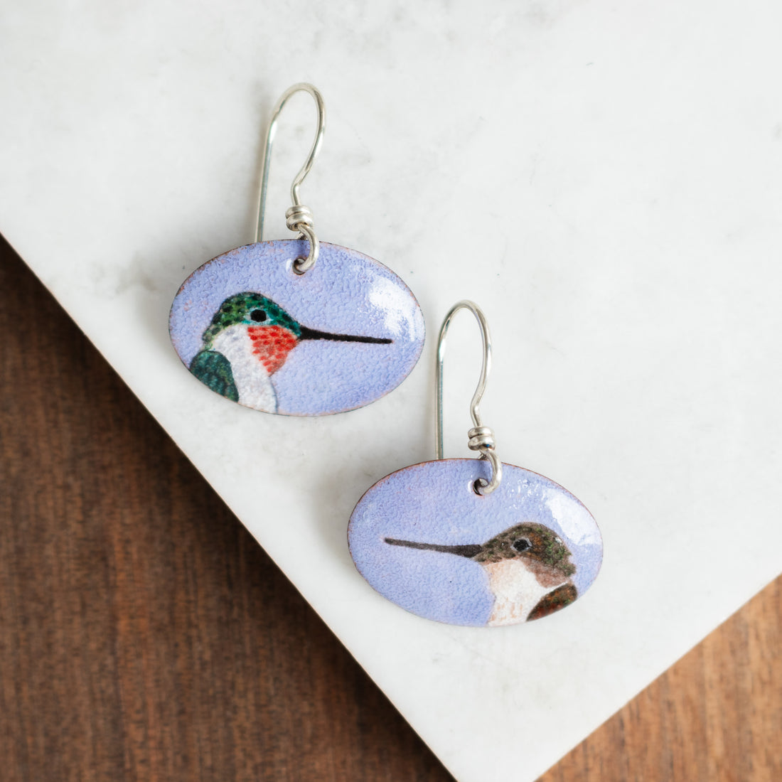 Hummingbird Enamel Earrings