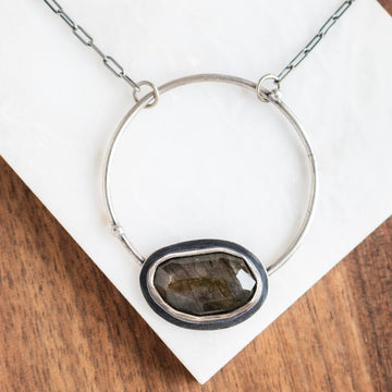 Labradorite Hoop Necklace