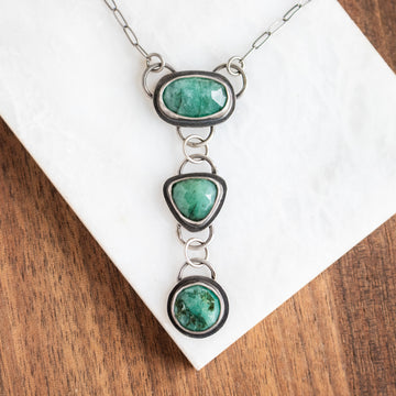 Emerald Triple Stone Necklace