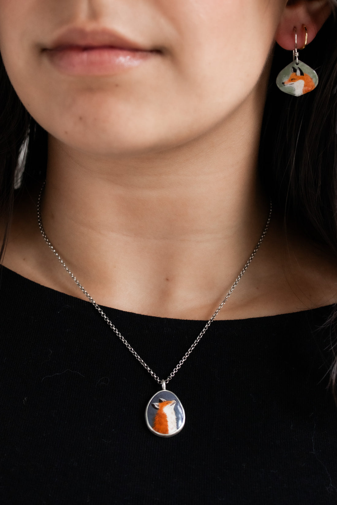 Fox Enamel Earrings