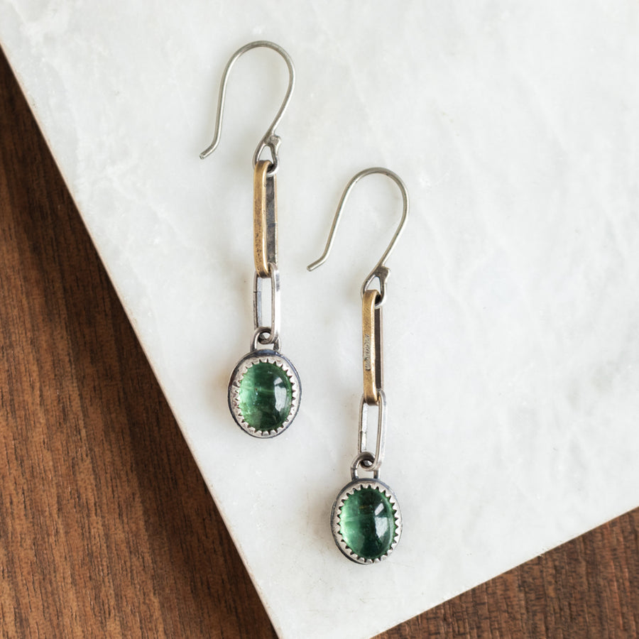 Green Kyanite Chain Earrings