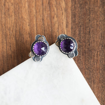 Amethyst Mixed Metal Lace Stud Earrings no.1
