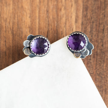 Amethyst Mixed Metal Lace Stud Earrings no.2