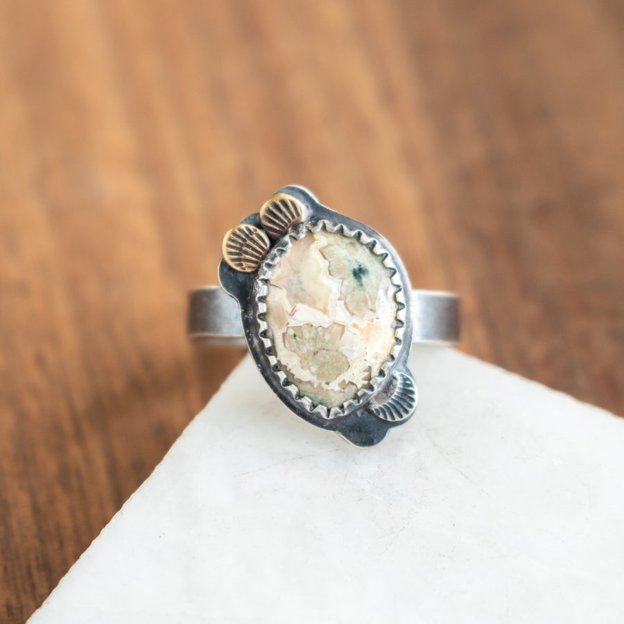 Size 7.5 | Ocean Jasper Mixed Metal Lace Ring